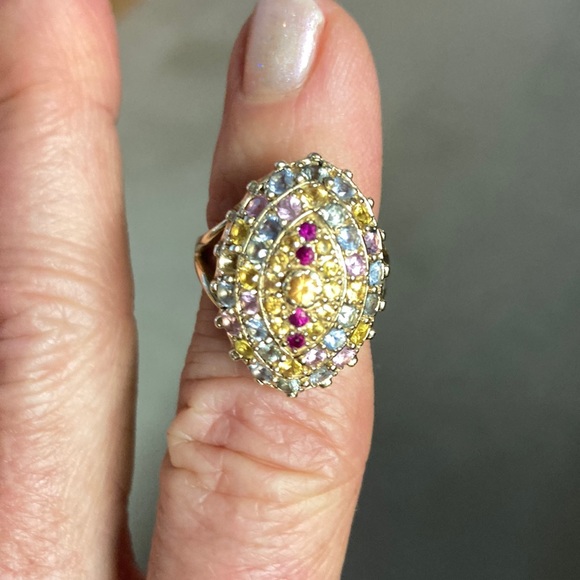 14k gold multicolor sapphire stone ring